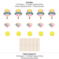 Pink Pickleball - Country Club Party Centerpiece Sticks - Table Toppers - Set of 15