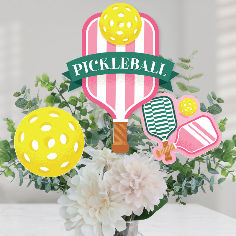 Pink Pickleball - Country Club Party Centerpiece Sticks - Table Toppers - Set of 15