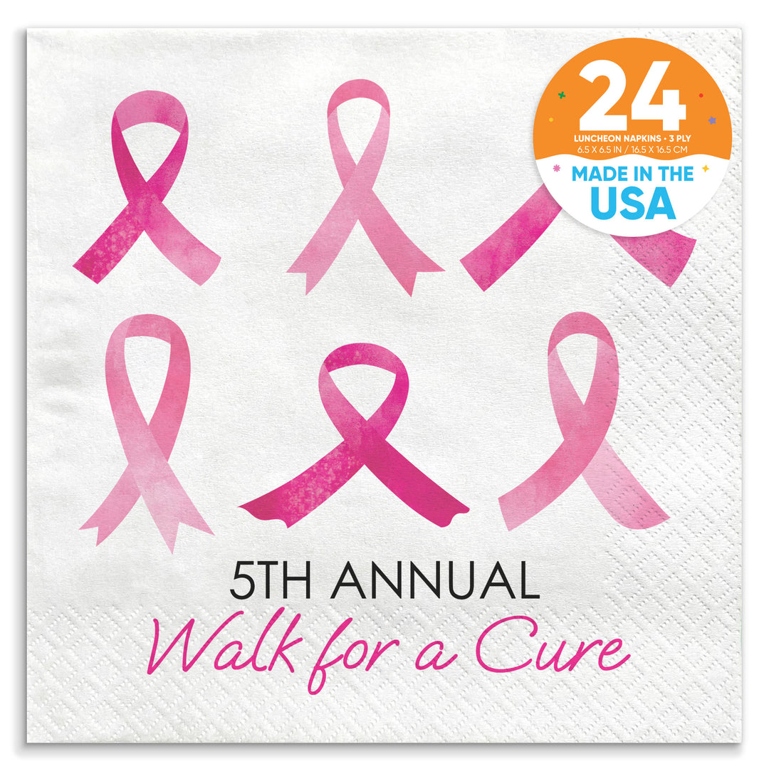 Custom Text - Breast Cancer Awareness Napkins - 24 Ct