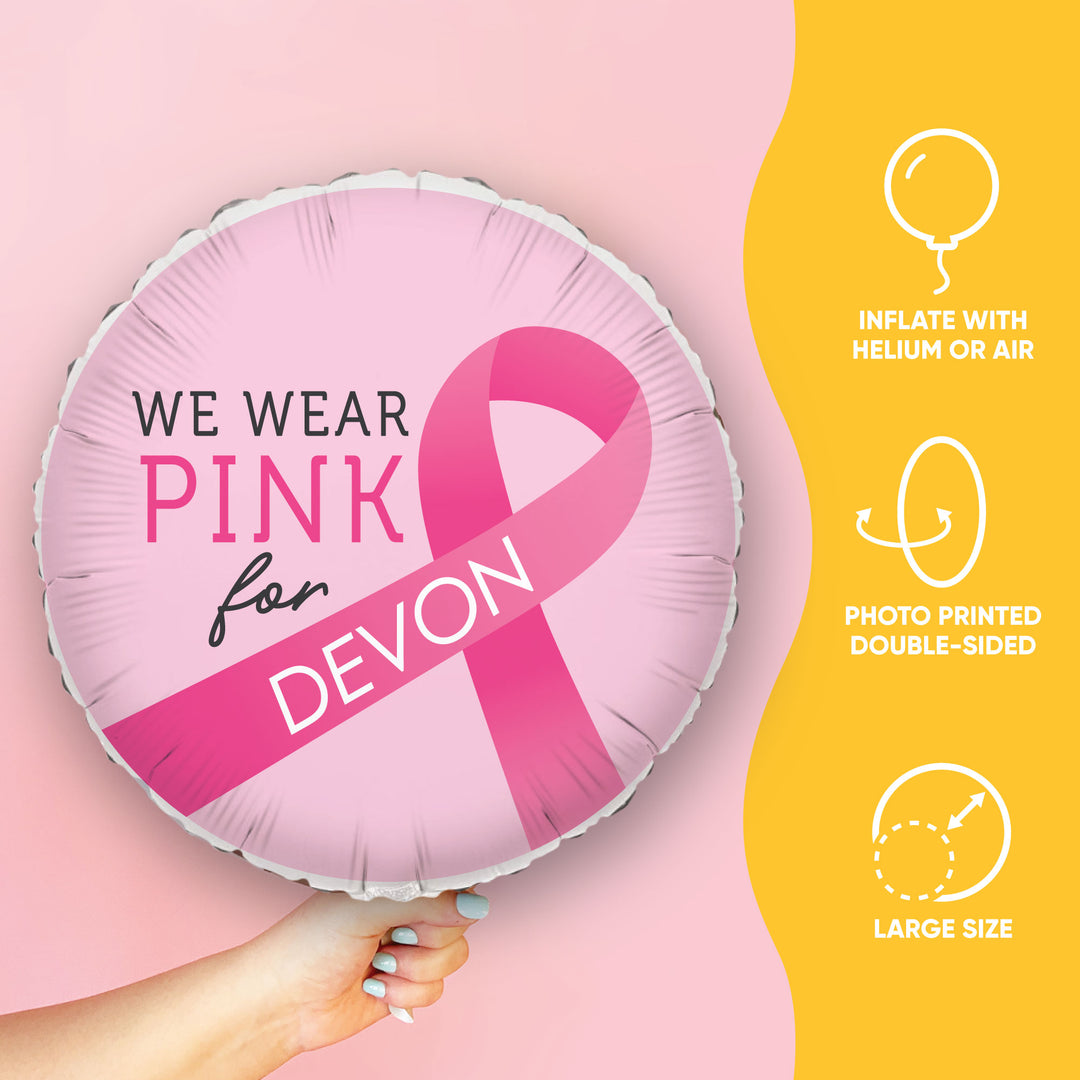 Custom Text Balloon - Breast Cancer Awareness - Double Sided - 1 Ct