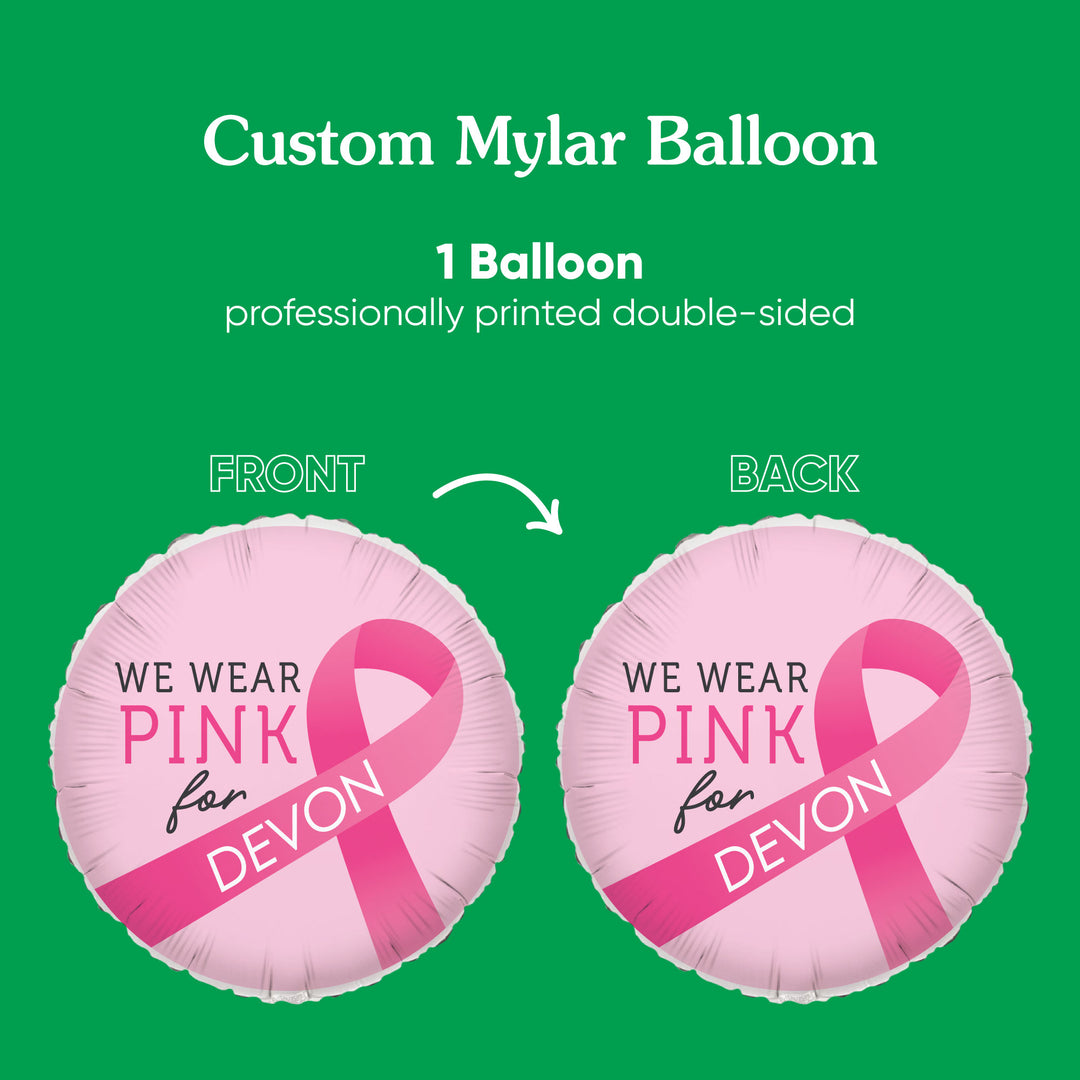 Custom Text Balloon - Breast Cancer Awareness - Double Sided - 1 Ct
