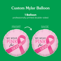 Custom Text Balloon - Breast Cancer Awareness - Double Sided - 1 Ct