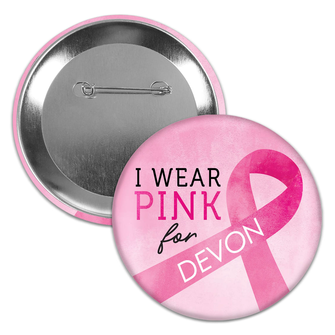 Custom Text Breast Cancer Awareness Pinback Buttons - 8 Ct
