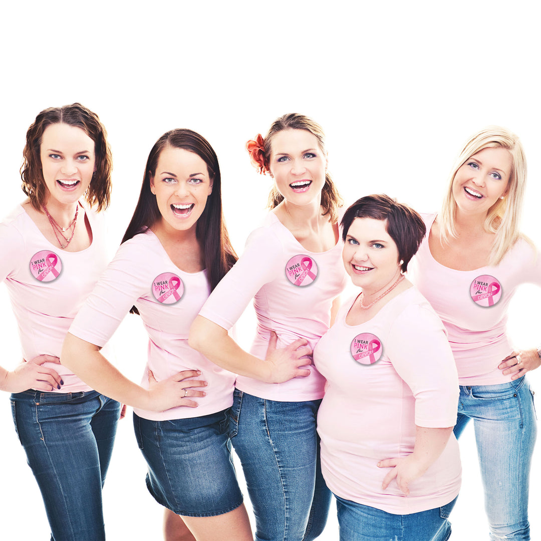 Custom Text Breast Cancer Awareness Pinback Buttons - 8 Ct