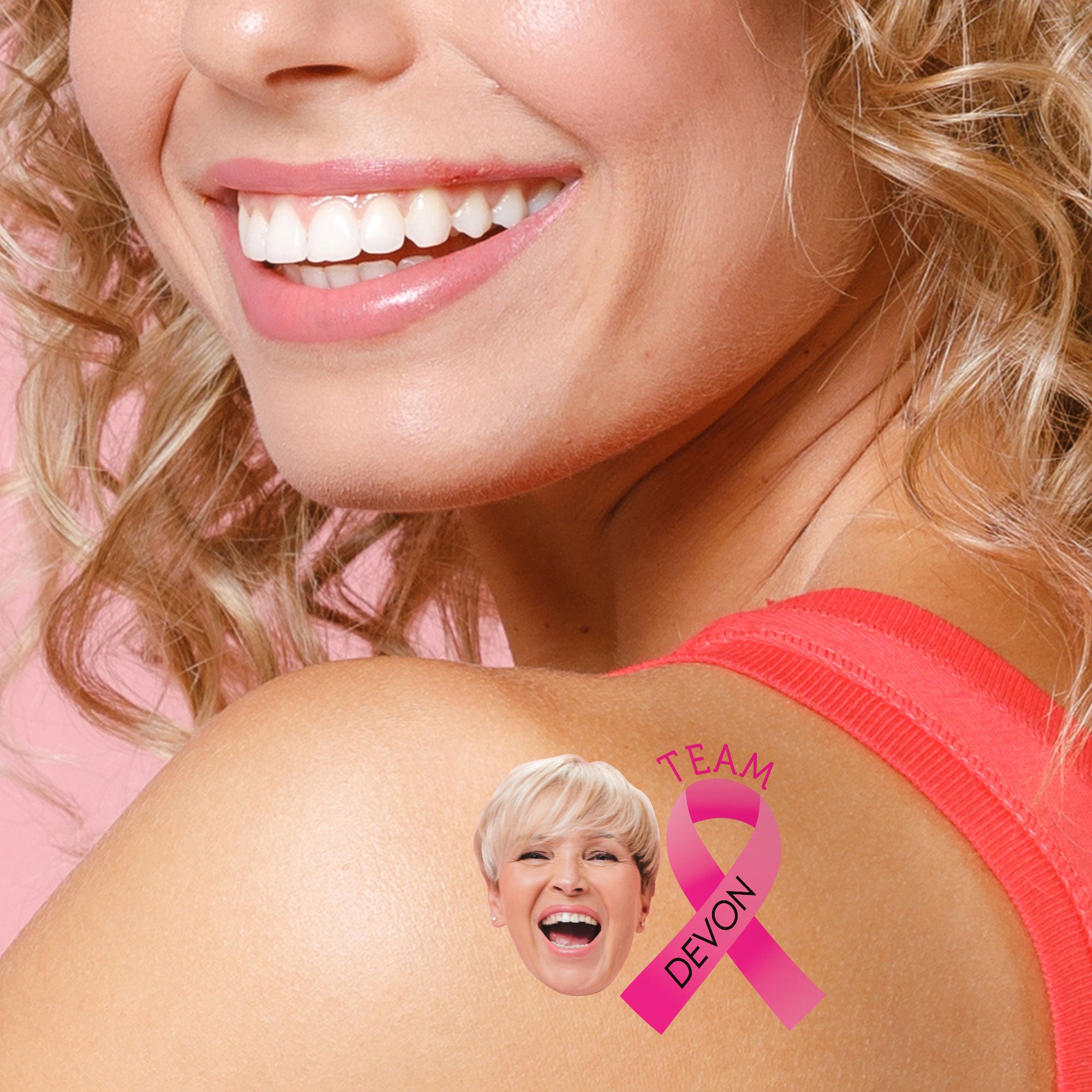 Pink Ribbon Face Tattoos