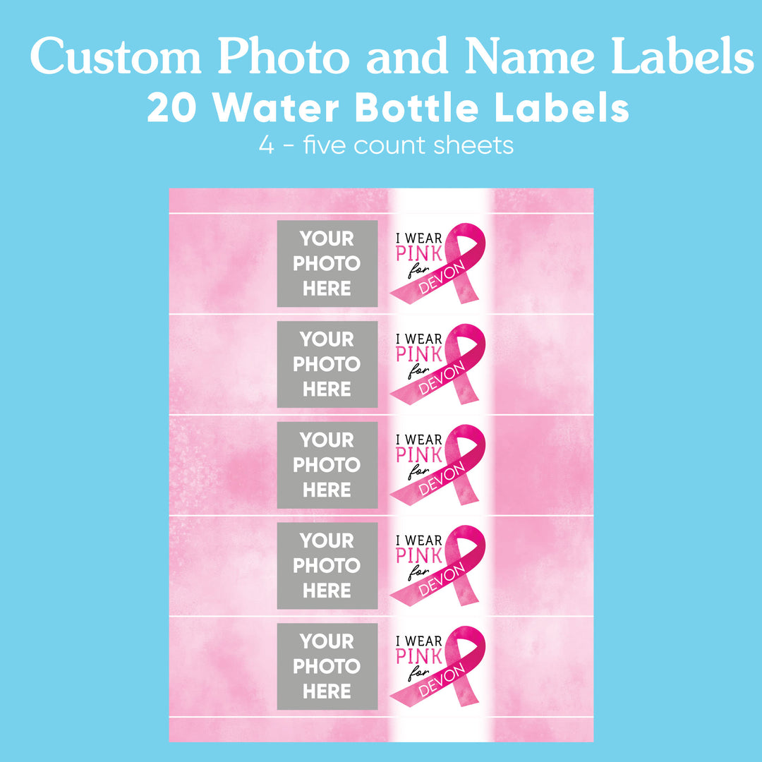 Custom Photo Breast Cancer Awareness Water Bottle Labels