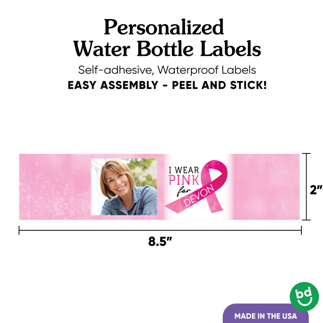 Custom Photo Breast Cancer Awareness Water Bottle Labels