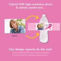 Custom Photo Breast Cancer Awareness Water Bottle Labels