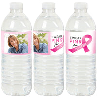 Custom Photo Breast Cancer Awareness Water Bottle Labels