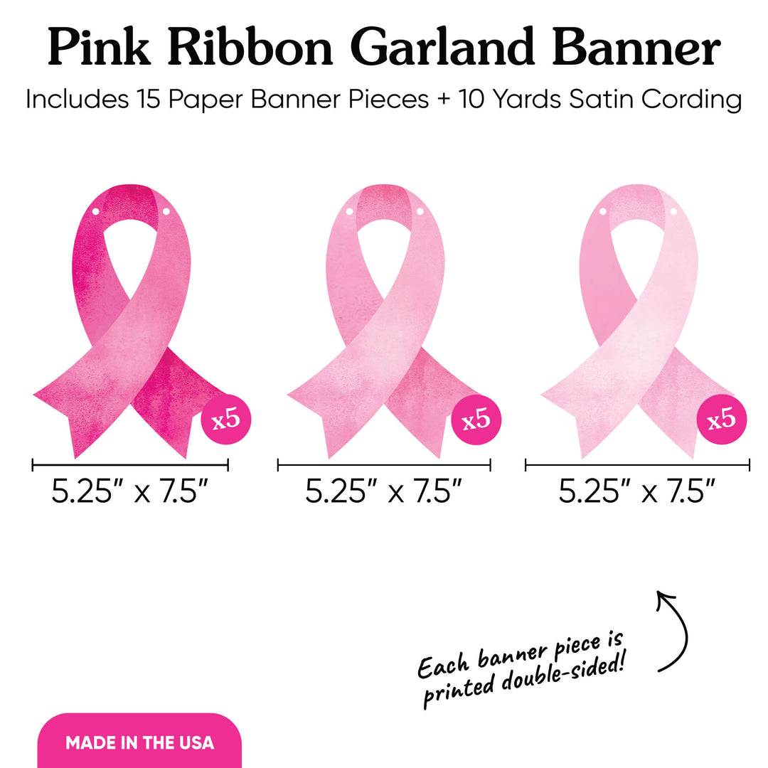 Breast Cancer Awareness Garland Banner - 15 Pc