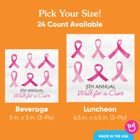 Custom Text - Breast Cancer Awareness Napkins - 24 Ct