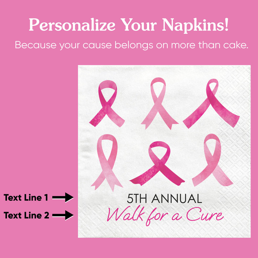 Custom Text - Breast Cancer Awareness Napkins - 24 Ct