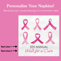 Custom Text - Breast Cancer Awareness Napkins - 24 Ct