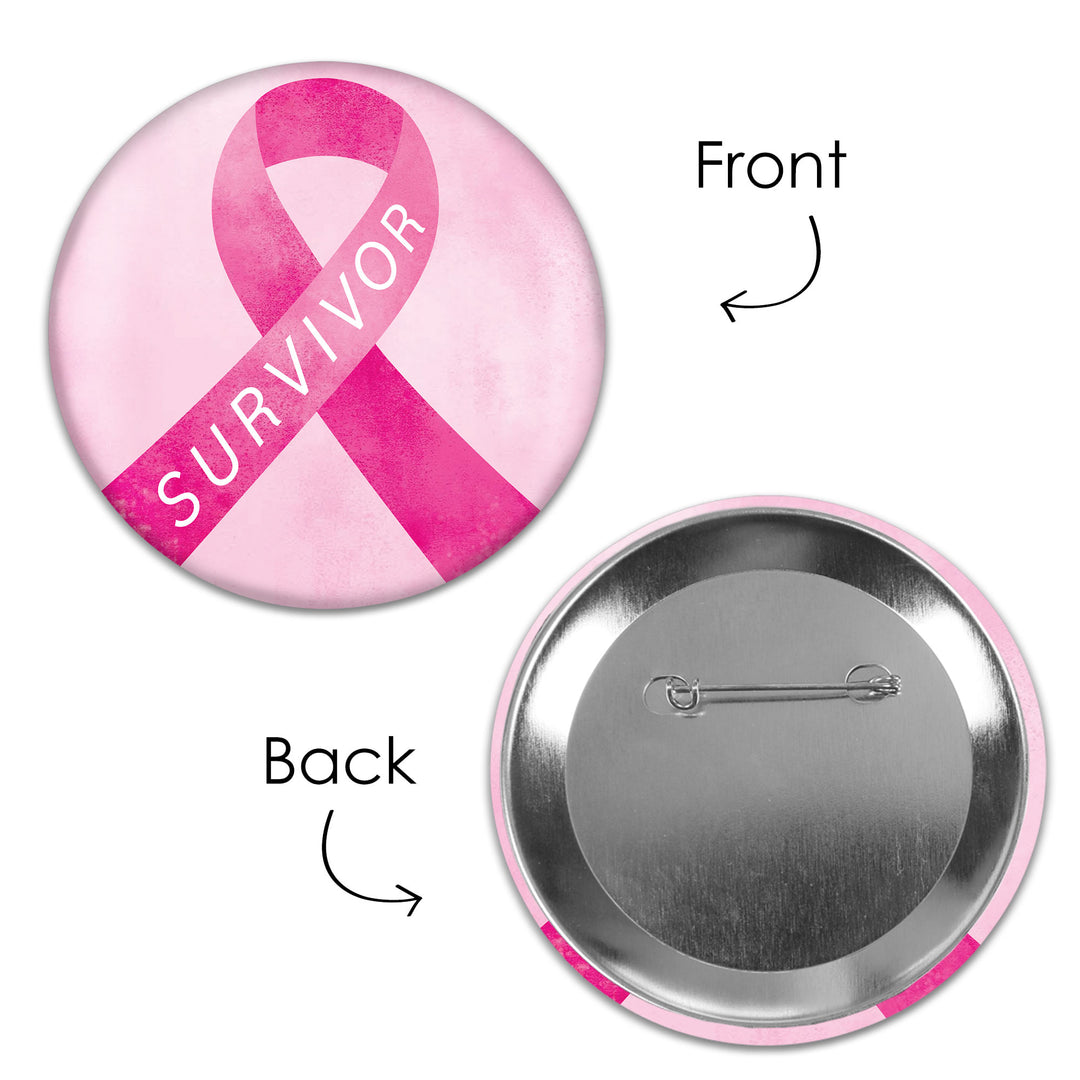Breast Cancer Awareness Pinback Buttons - 8 Ct