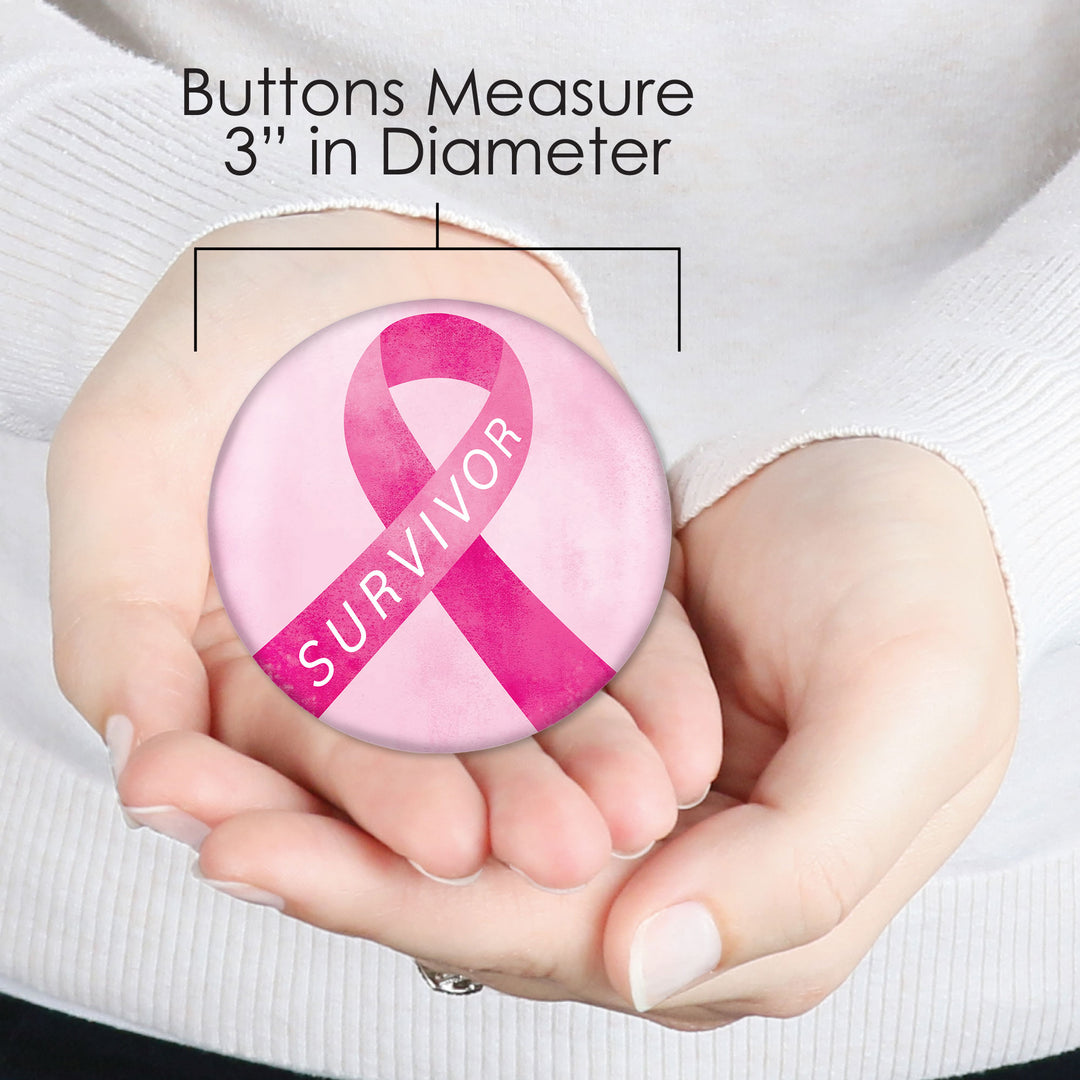 Breast Cancer Awareness Pinback Buttons - 8 Ct