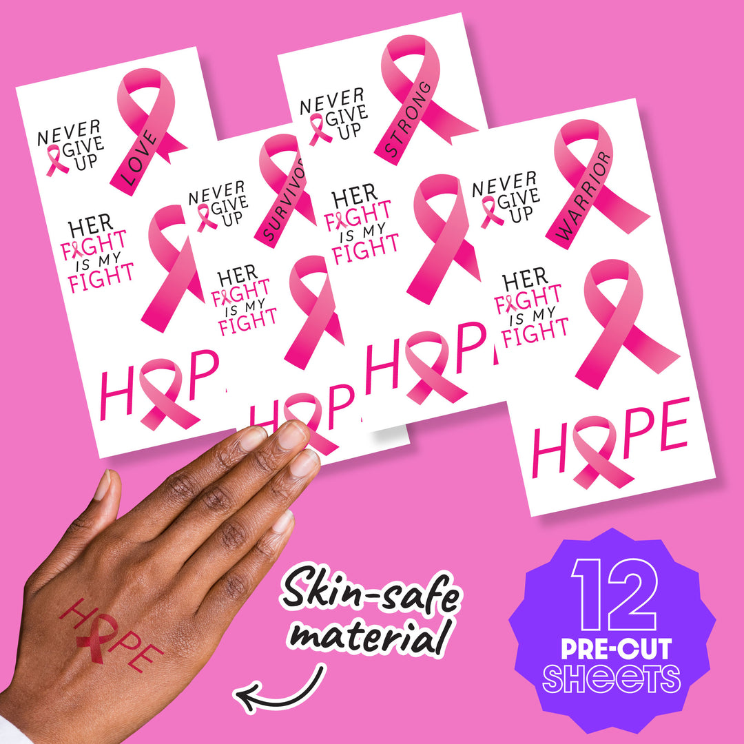 Breast Cancer Awareness Temporary Tattoos  -  60 Ct