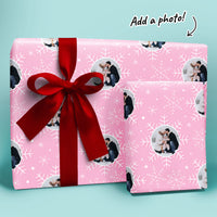 Custom Photo Wrapping Paper - Pink Snowflakes