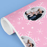 Custom Photo Wrapping Paper - Pink Snowflakes
