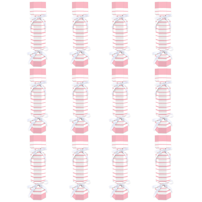 Pink Stripes - No Snap Simple Party Table Favors - DIY Cracker Boxes - Set of 12