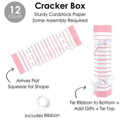 Pink Stripes - No Snap Simple Party Table Favors - DIY Cracker Boxes - Set of 12
