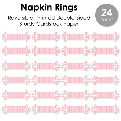 Pink Stripes - Simple Party Paper Napkin Holder - Napkin Rings - Set of 24