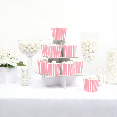 Pink Stripes - Party Mini Favor Boxes - Simple Party Treat Candy Boxes - Set of 12