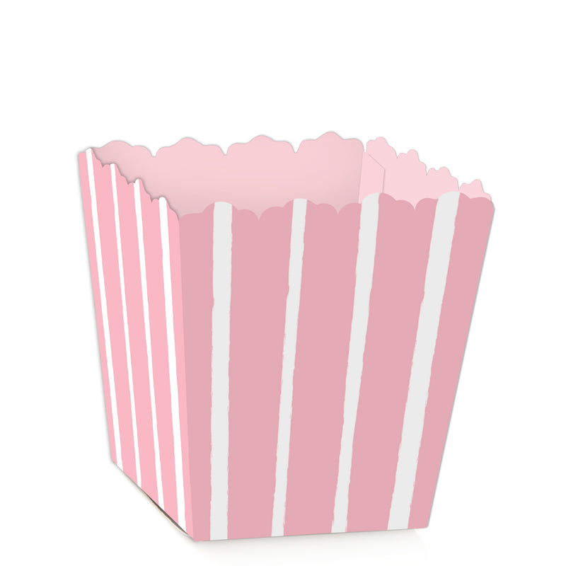 Pink Stripes - Party Mini Favor Boxes - Simple Party Treat Candy Boxes - Set of 12