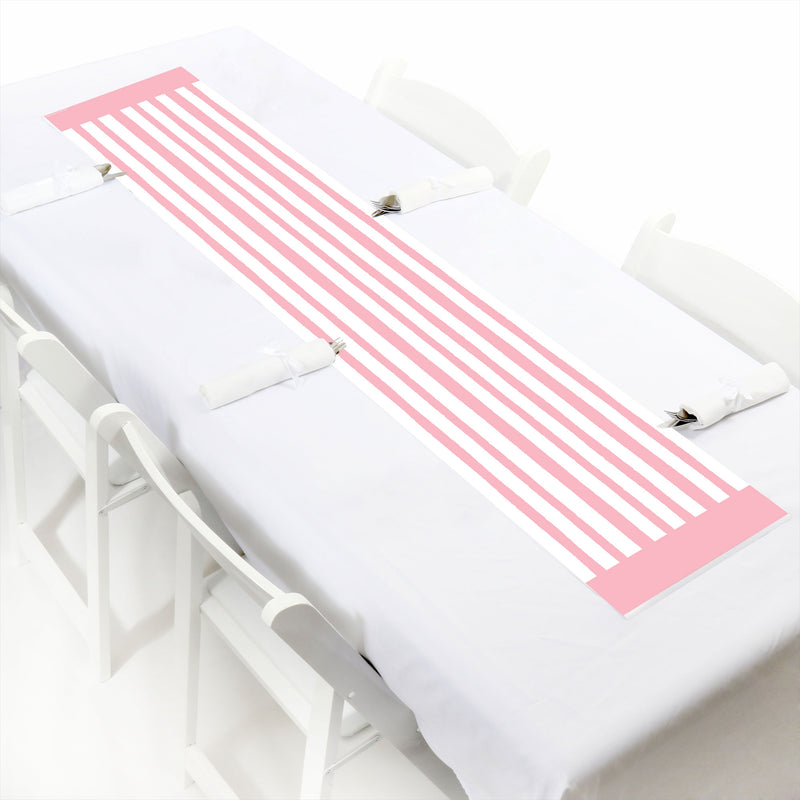 Pink Stripes - Petite Simple Party Paper Table Runner - 12 x 60 inches