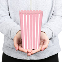 Pink Stripes - Simple Party Favor Popcorn Treat Boxes - Set of 12