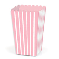 Pink Stripes - Simple Party Favor Popcorn Treat Boxes - Set of 12