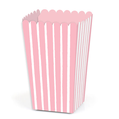 Pink Stripes - Simple Party Favor Popcorn Treat Boxes - Set of 12