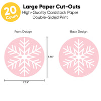Pink Winter Wonderland - Assorted Decorations DIY Holiday Snowflake Birthday and Baby Shower Large Party Essentials - Set of 20