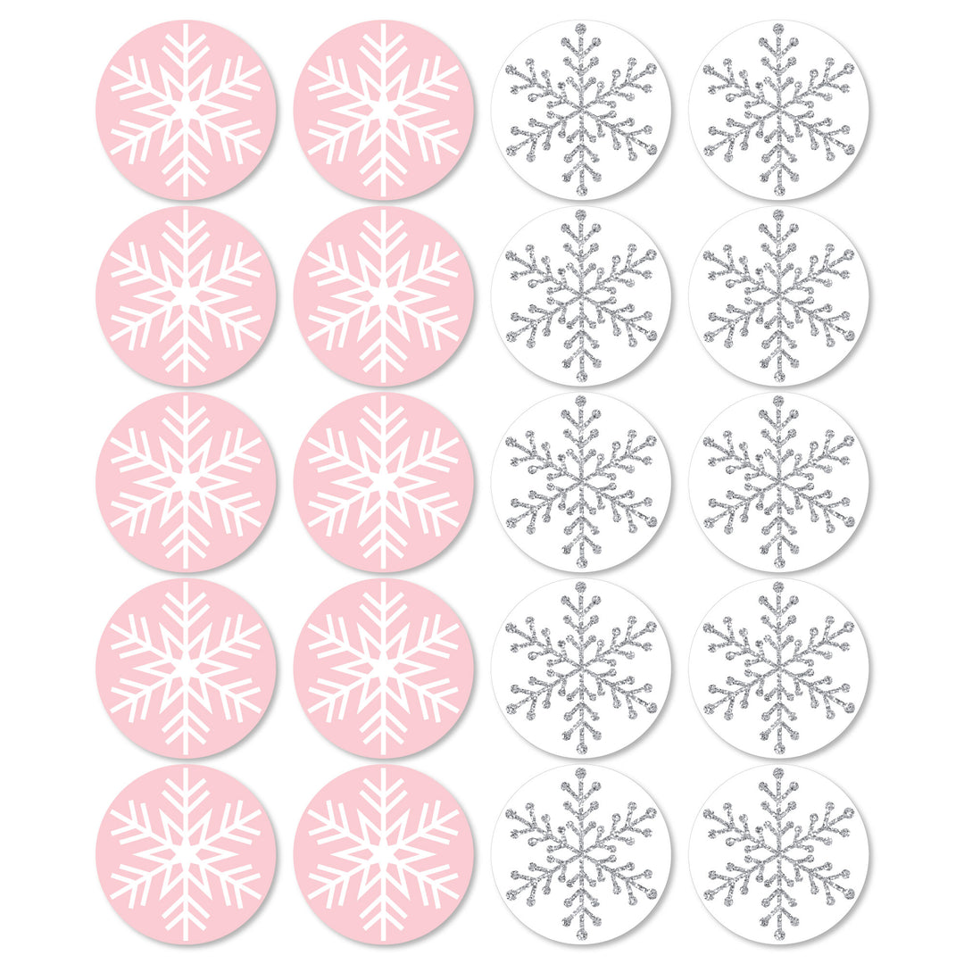 Pink Winter Wonderland - Assorted Decorations DIY Holiday Snowflake Birthday and Baby Shower Large Party Essentials - Set of 20
