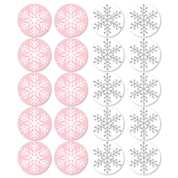Pink Winter Wonderland - Assorted Decorations DIY Holiday Snowflake Birthday and Baby Shower Large Party Essentials - Set of 20