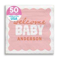 Pink and orange baby shower beverage napkins 50 count main image 