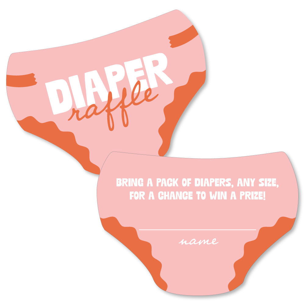 Pink and orange diaper raffle cards set main image 
