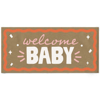 Pink and orange welcome baby kraft banner main image 