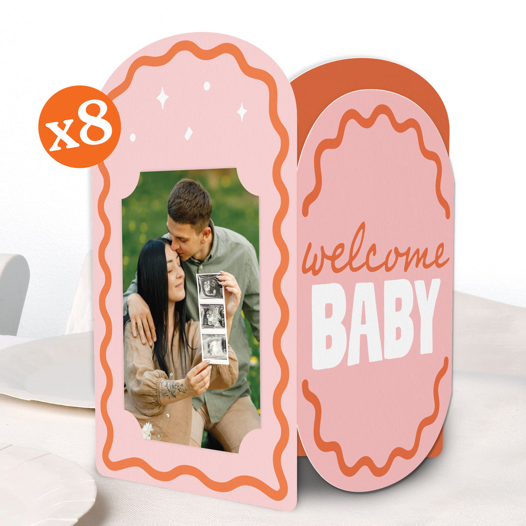 Pink and orange baby shower photo centerpieces set main image 