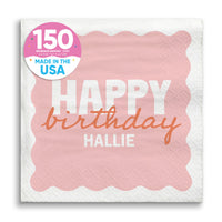 Pink and orange birthday beverage napkins 150 count