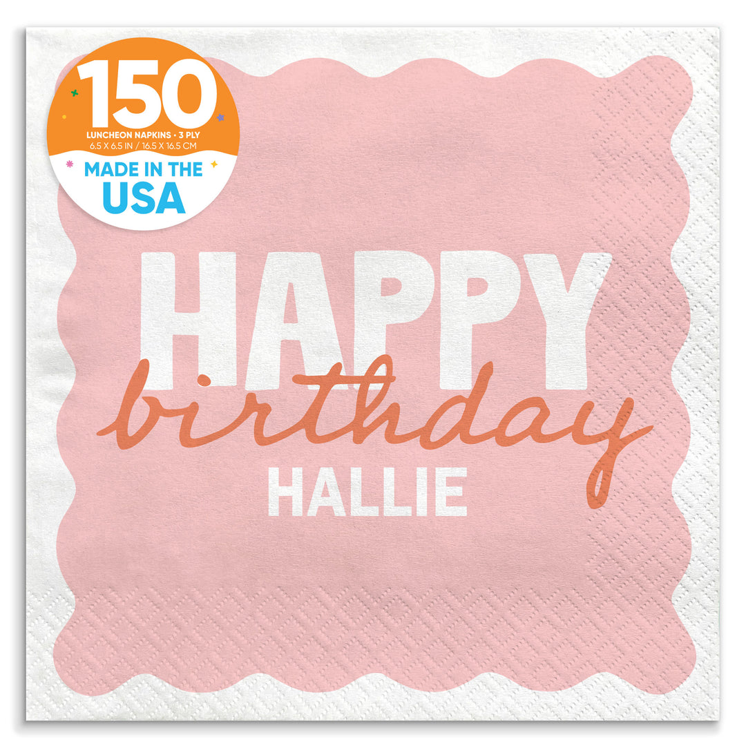 Pink and orange birthday luncheon napkins 150 count