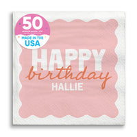 Pink and orange birthday beverage napkins 50 count