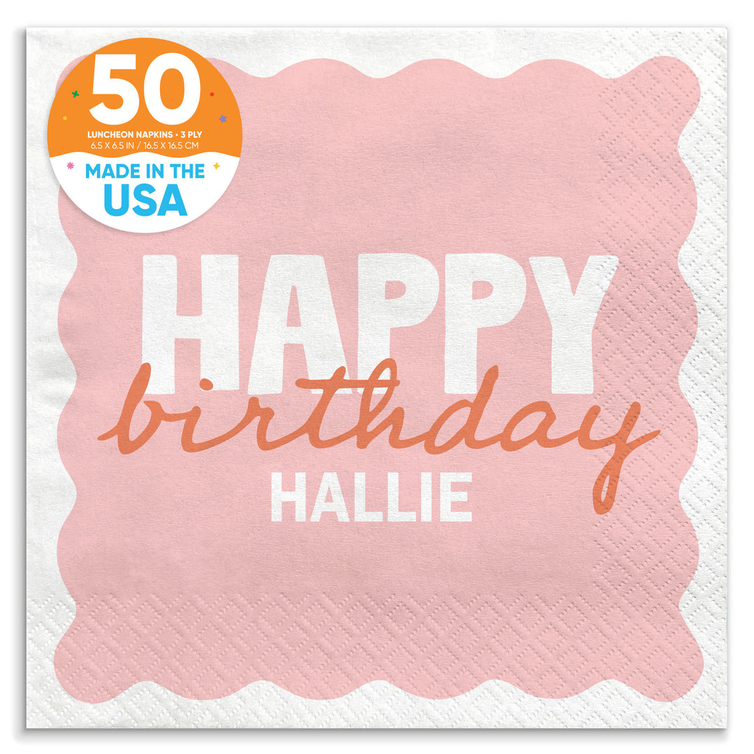Pink and orange birthday luncheon napkins 50 count