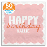 Pink and orange birthday luncheon napkins 50 count