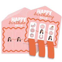 Pink and orange pull tab birthday game cards main image