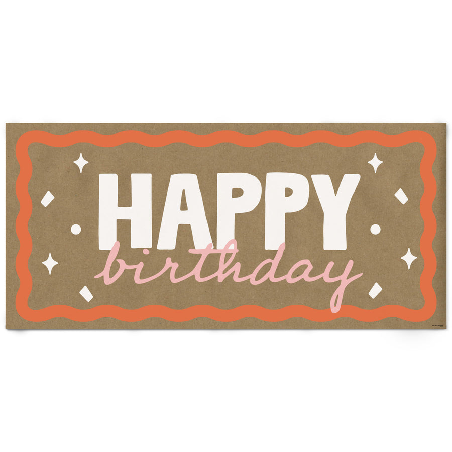 Pink and orange birthday kraft banner main image