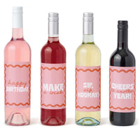 Pink and orange wine bottle labels main image