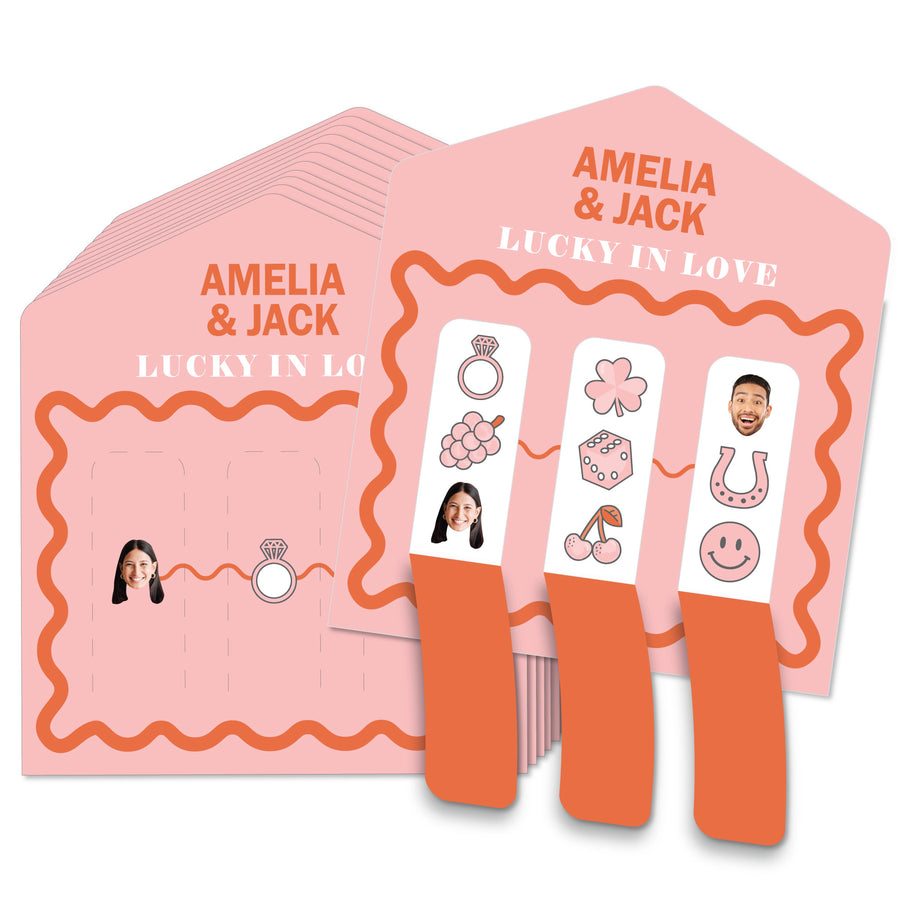 Pink and orange bridal pull tab game cards main image