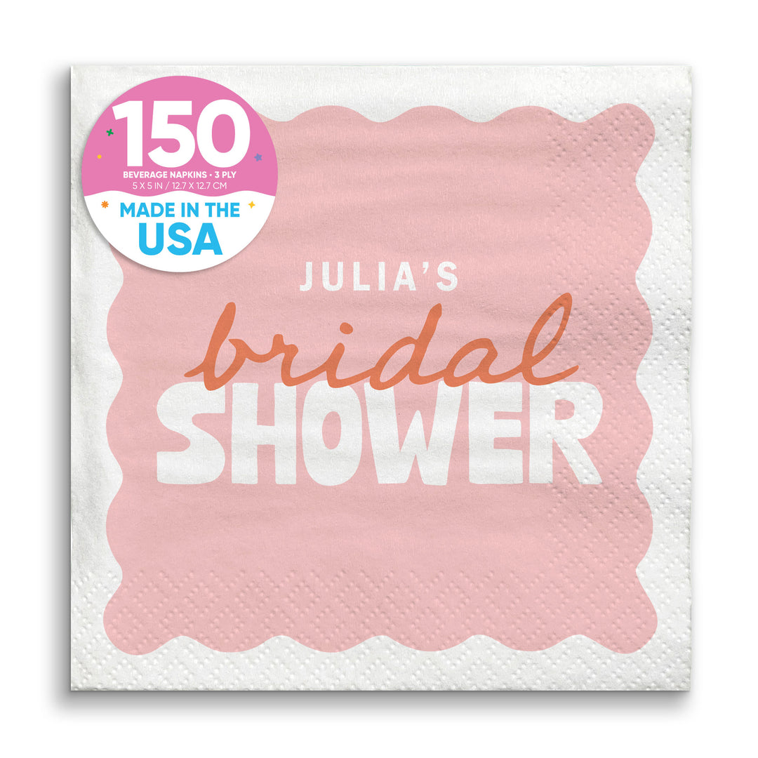 Pink and orange bridal shower beverage napkins 150 Count