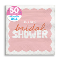 Pink and orange bridal shower beverage napkins 50 Count