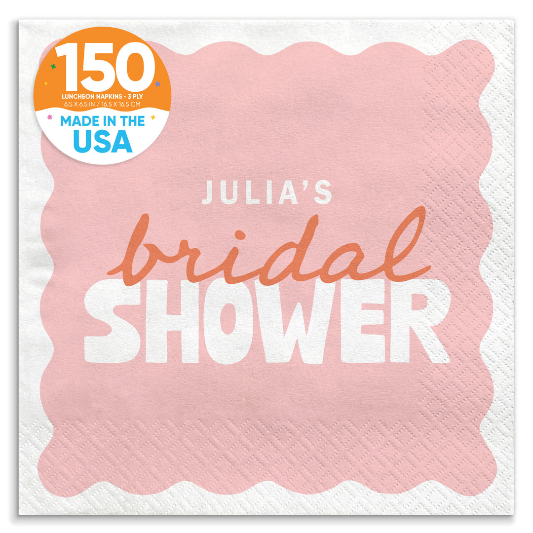 Pink and orange bridal shower luncheon napkins 150 Count